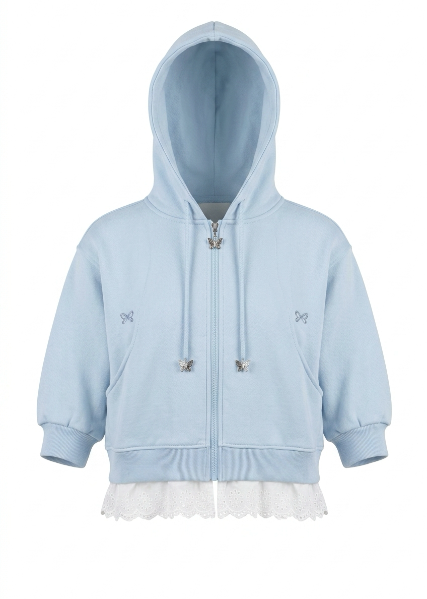 Girls’  Layered Zip-Up Hoodie