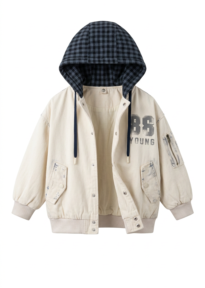 Boys’ Vintage Washed Hooded Bomber Jacket