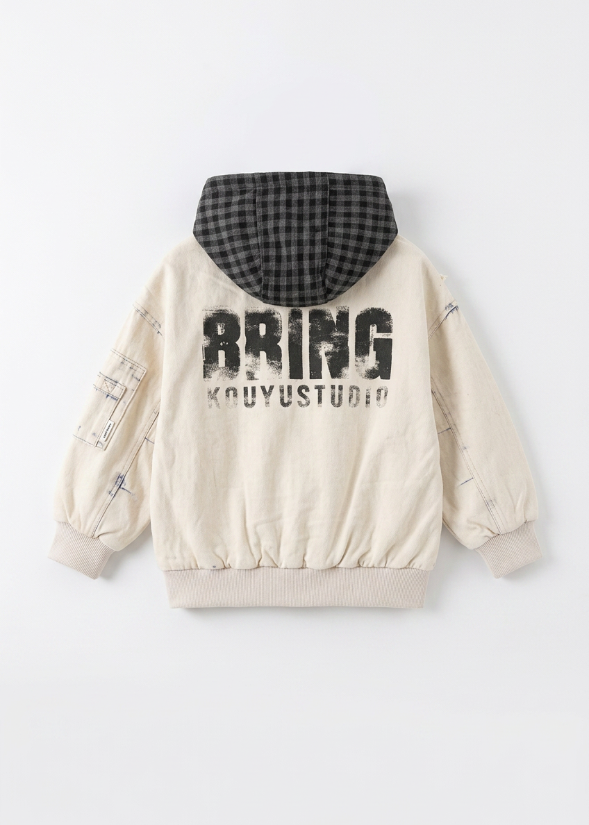 Boys’ Vintage Washed Hooded Bomber Jacket