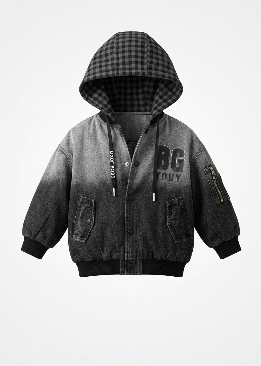 Boys’ Vintage Washed Hooded Bomber Jacket