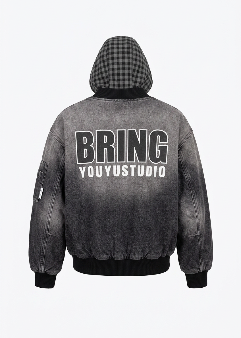 Boys’ Vintage Washed Hooded Bomber Jacket