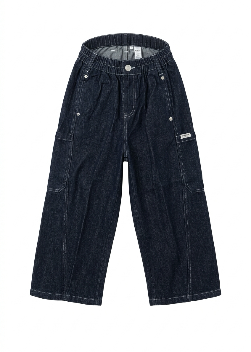Boys’ Dark Indigo Wide-Leg Denim Jeans