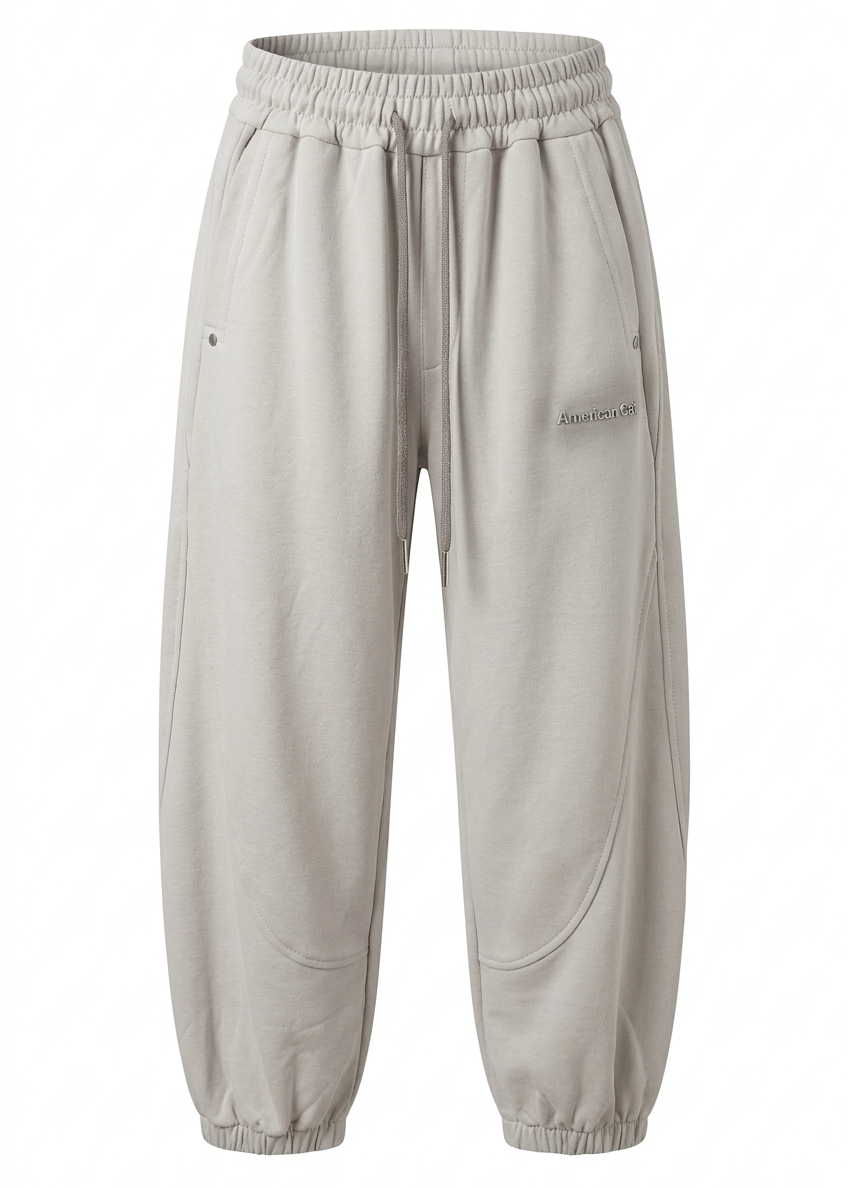Boys’ Relaxed Balloon-Leg Jogger Pants – Light Gray