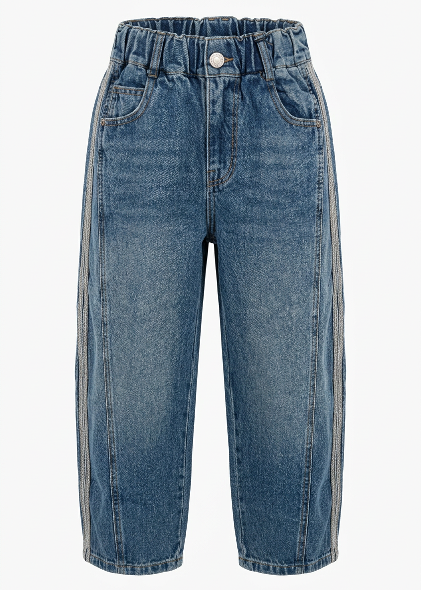 Boys’ Relaxed Wide-Leg Denim Jeans – Medium Blue