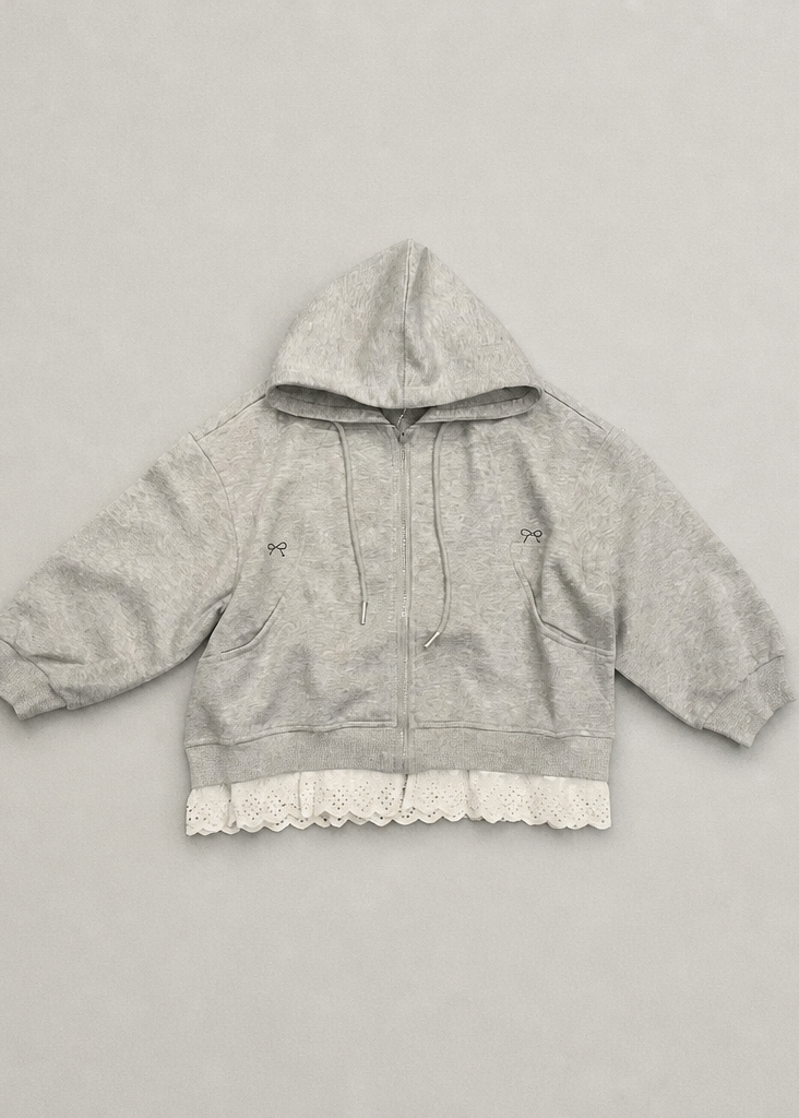Girls’  Layered Zip-Up Hoodie