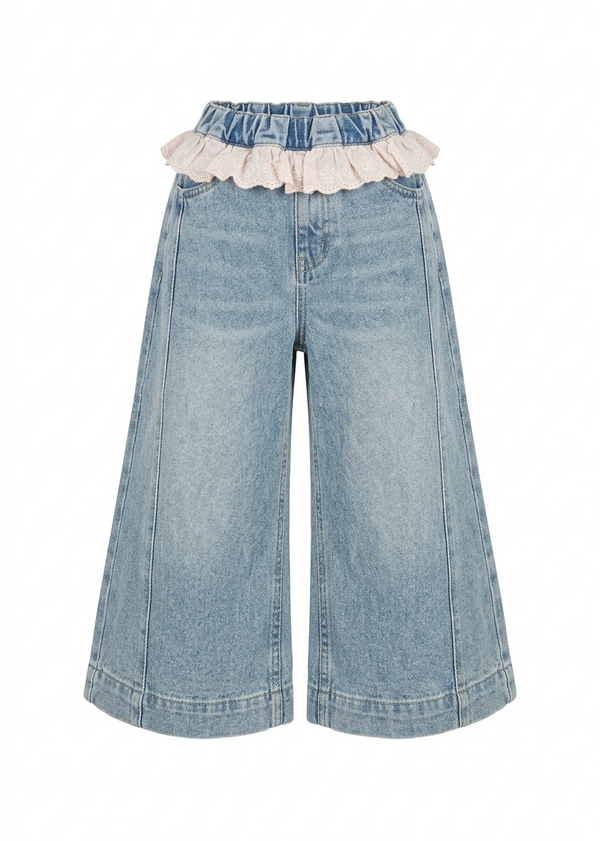 Light Blue Soft Denim Frilled Pants