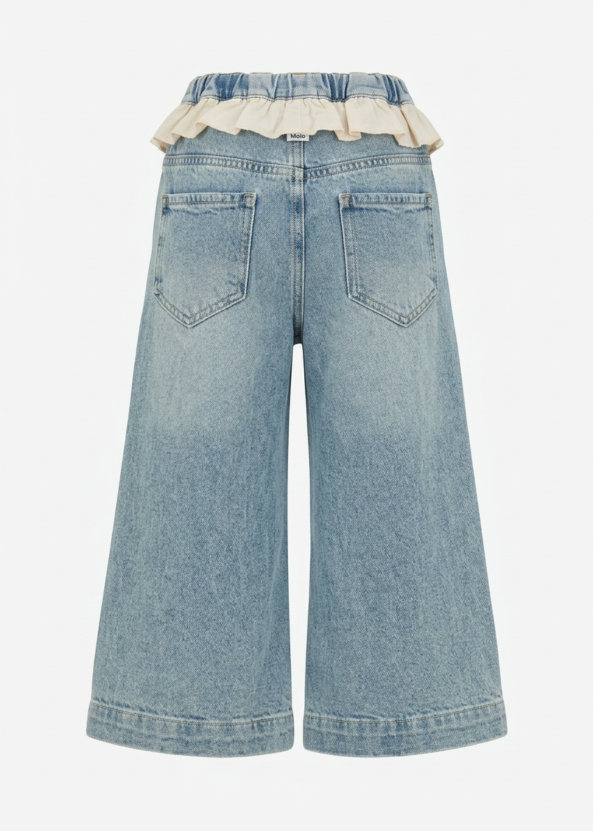 Light Blue Soft Denim Frilled Pants