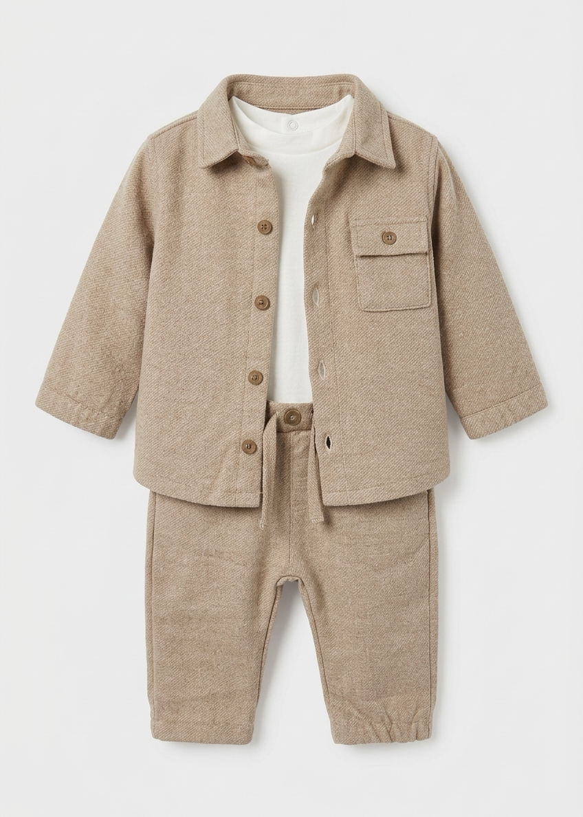 Baby Knit Overshirt w Pants Set