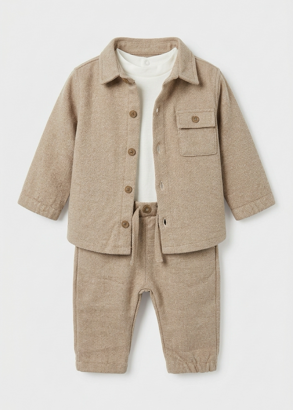 Baby Knit Overshirt w Pants Set