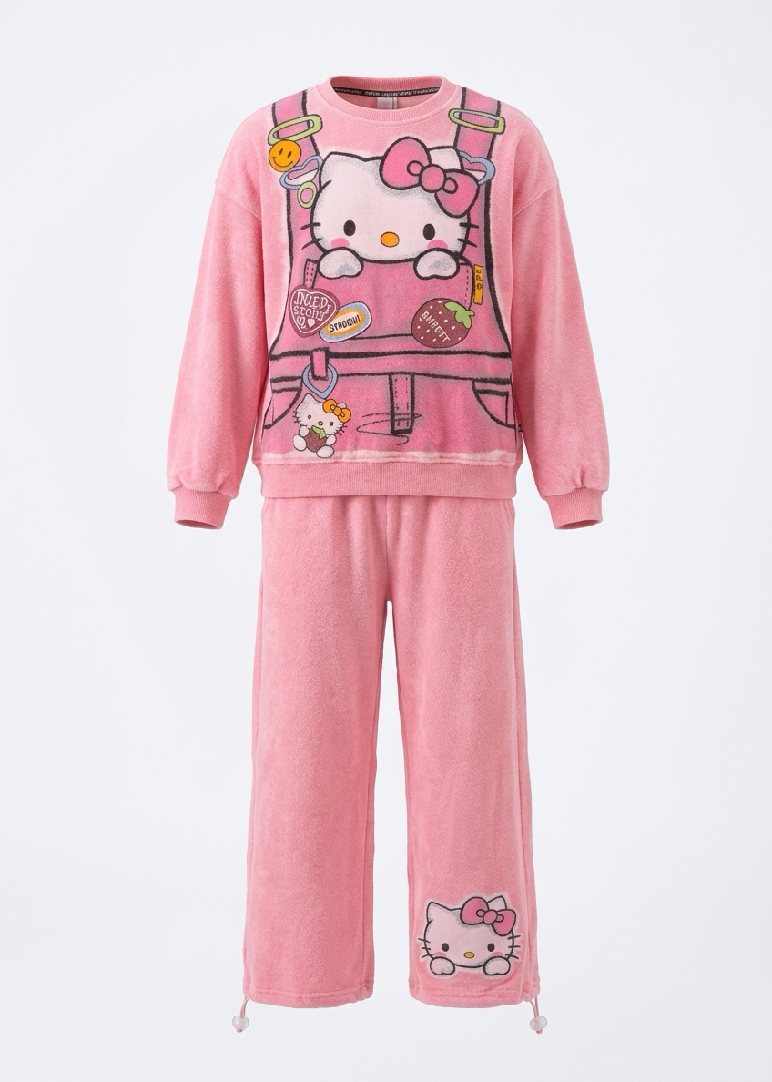 Pink Hello Kitty Graphic Sweatshirt Set