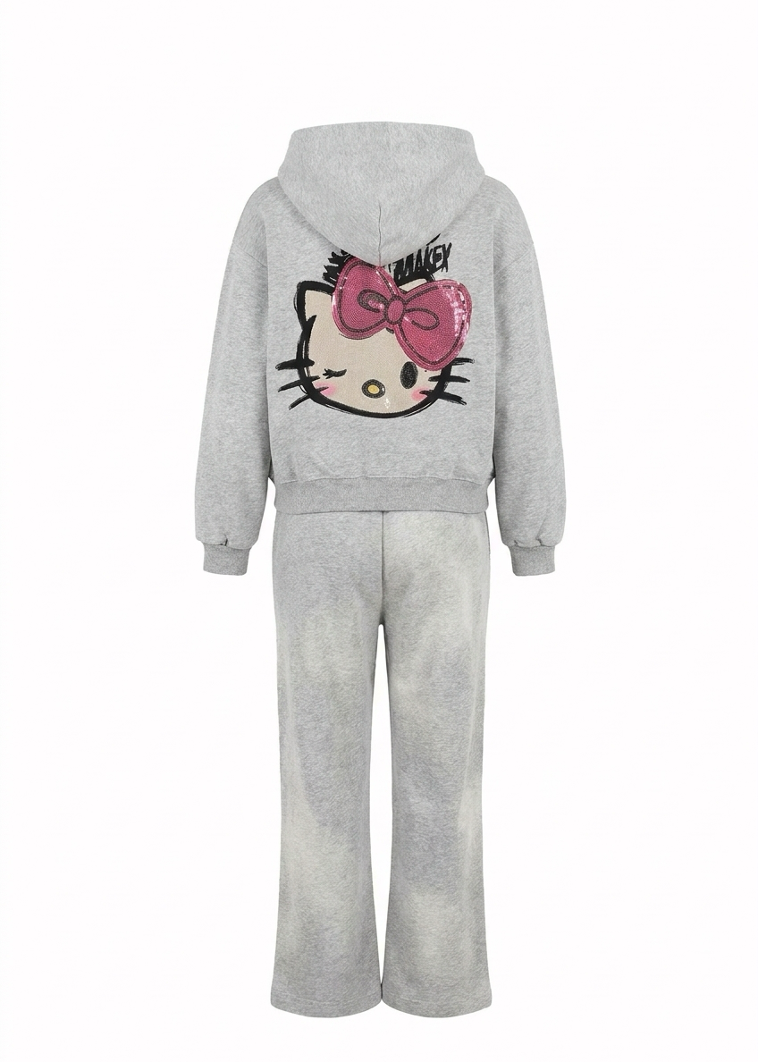 Grey Hello Kitty Zip-Up Tracksuit
