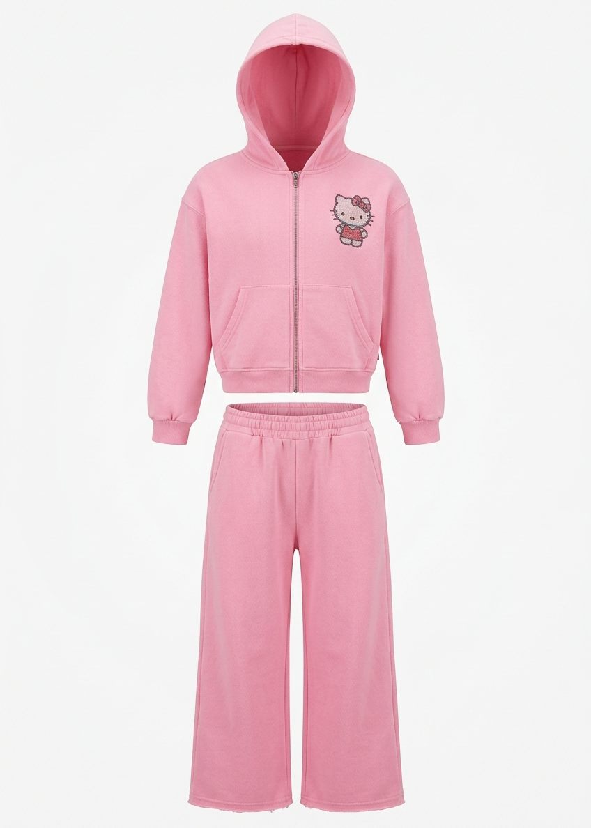 Girls Hello Kitty Zip Up Hoodie Set