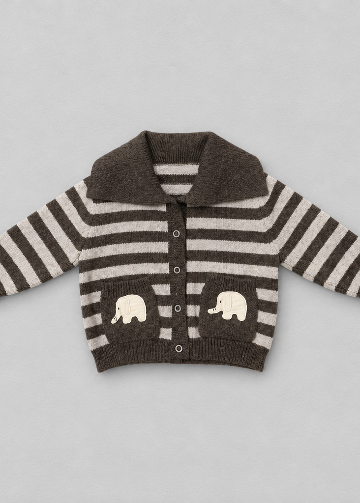 Striped Elephant Knit Cardigan