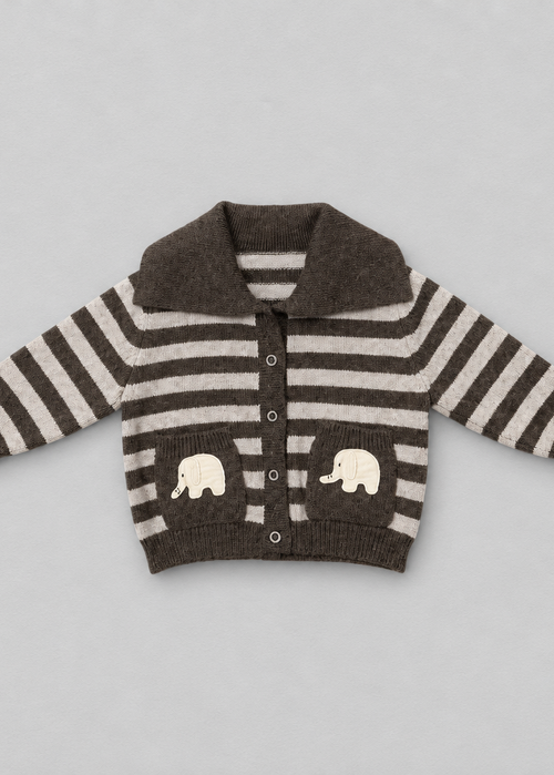 Striped Elephant Knit Cardigan