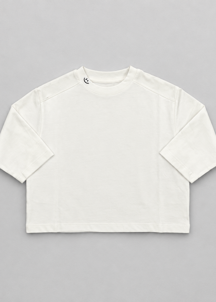 Boys’ Soft White Long-Sleeve T-Shirt with Smiley Detail