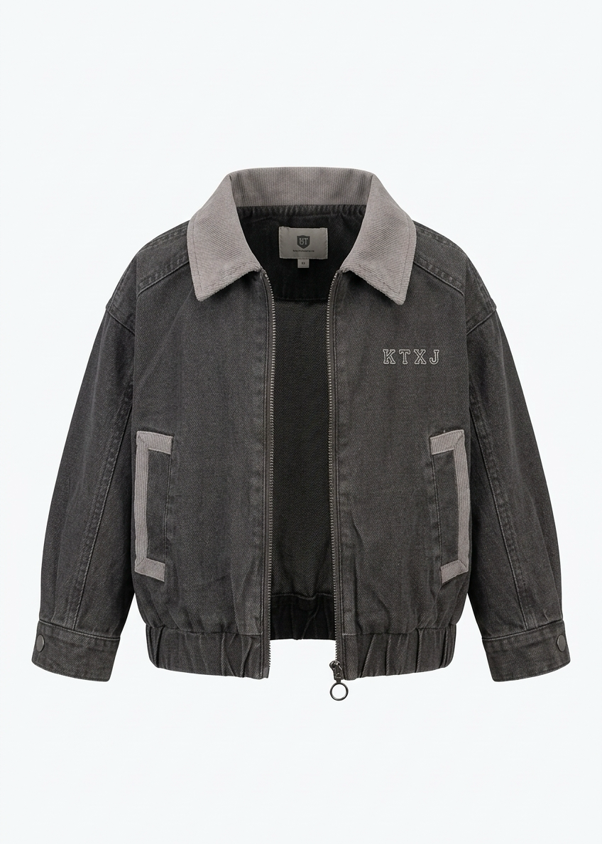 Boys’ Vintage Washed Denim Bomber Jacket