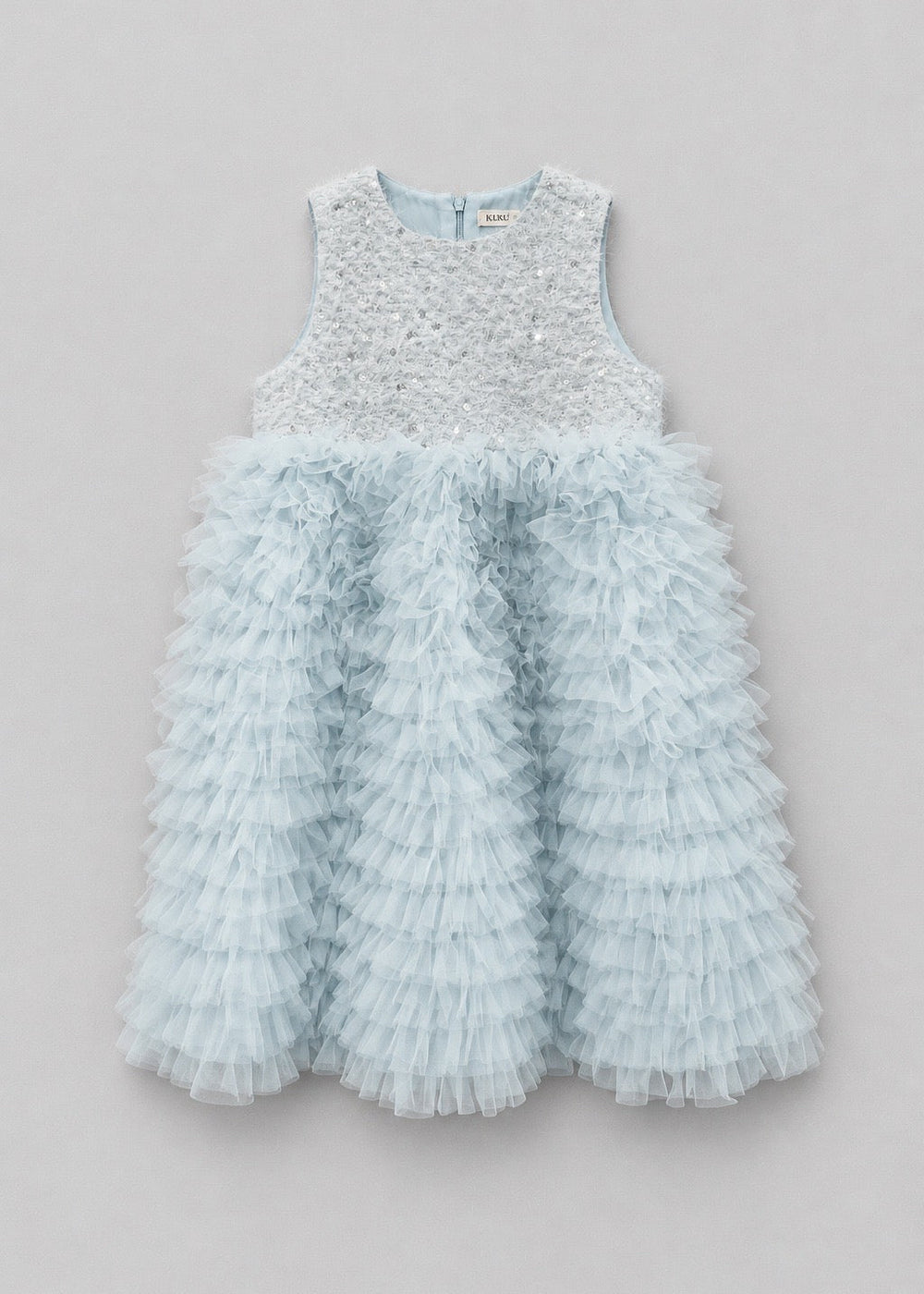 Girls' Blue Tweed Jacket & Tulle Dress Set