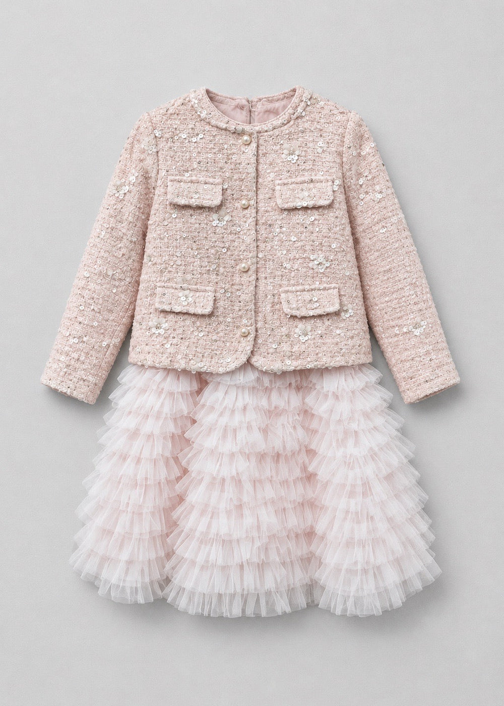 Pink Tweed Jacket & Tulle Dress Set