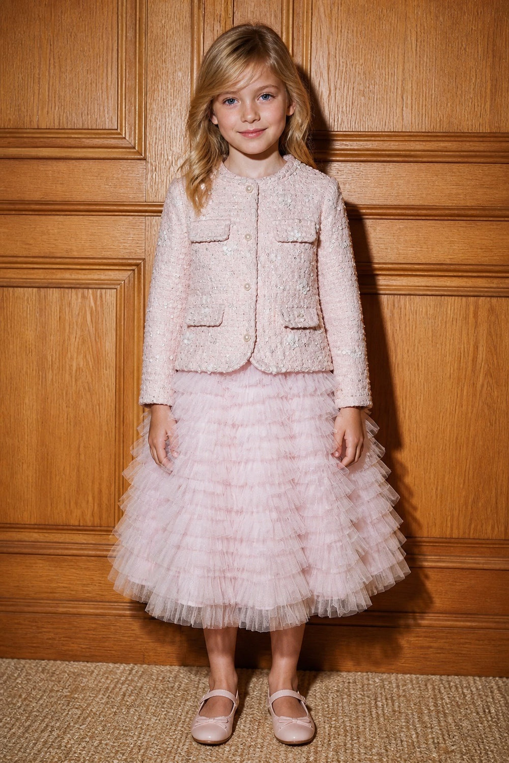 Pink Tweed Jacket & Tulle Dress Set