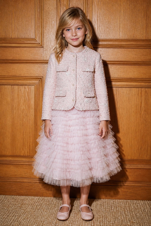 Pink Tweed Jacket & Tulle Dress Set