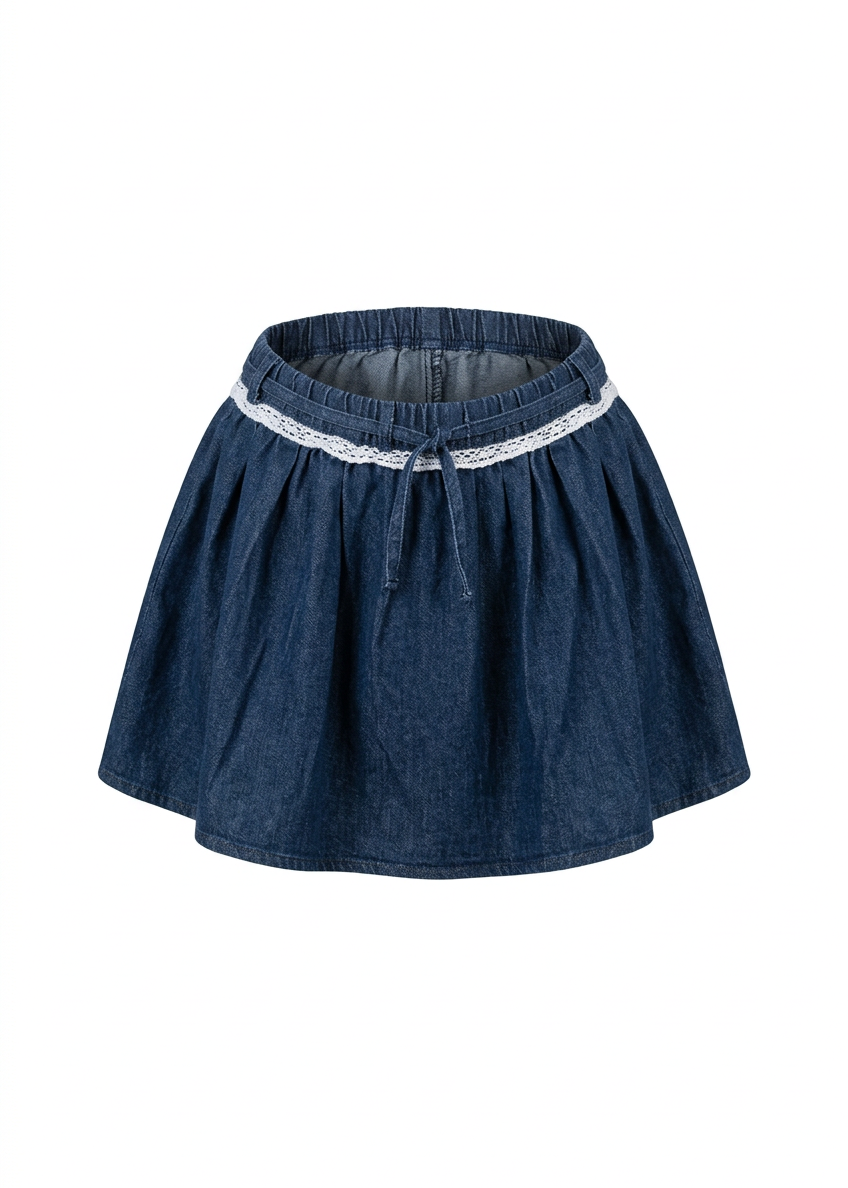 Embroidered Denim Kitty Skort