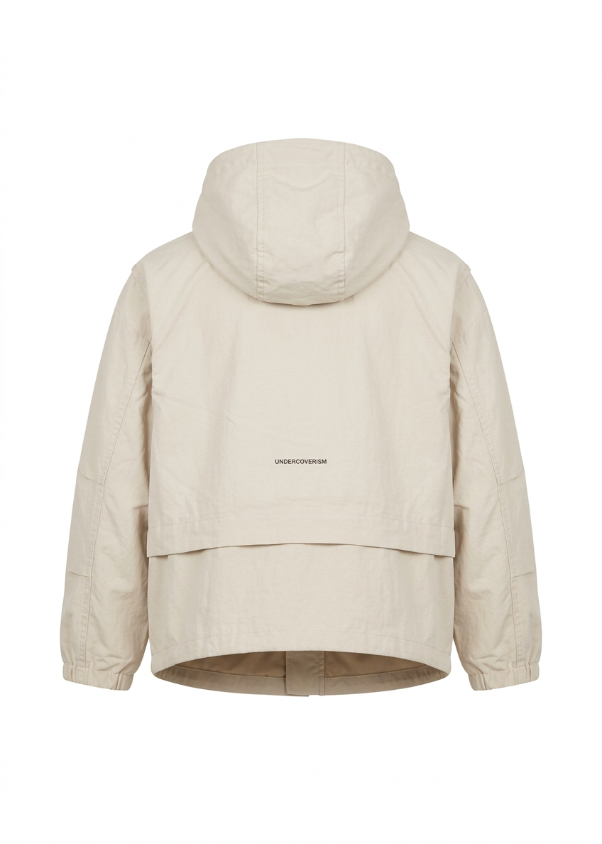 Boys’ Lightweight Zip-Up Hooded Windbreaker – Cream