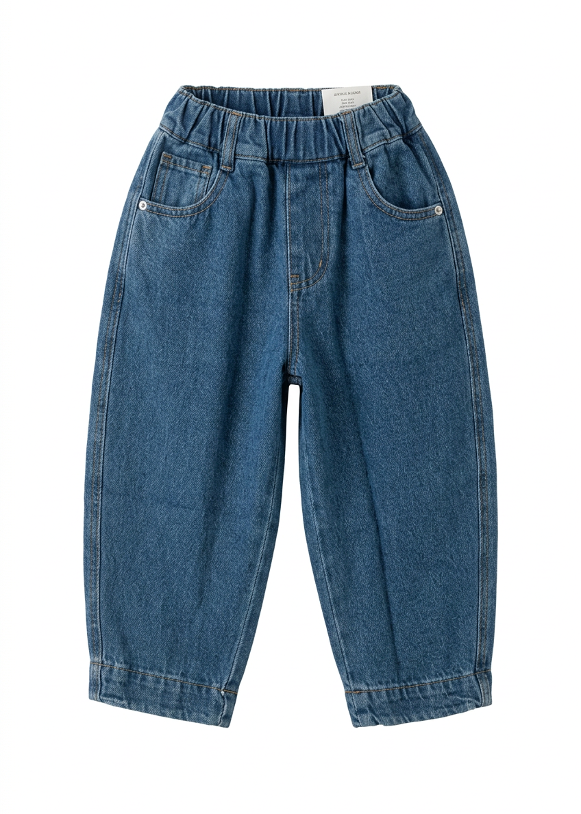 Boys’ Relaxed Balloon-Leg Denim Jeans – Medium Blue