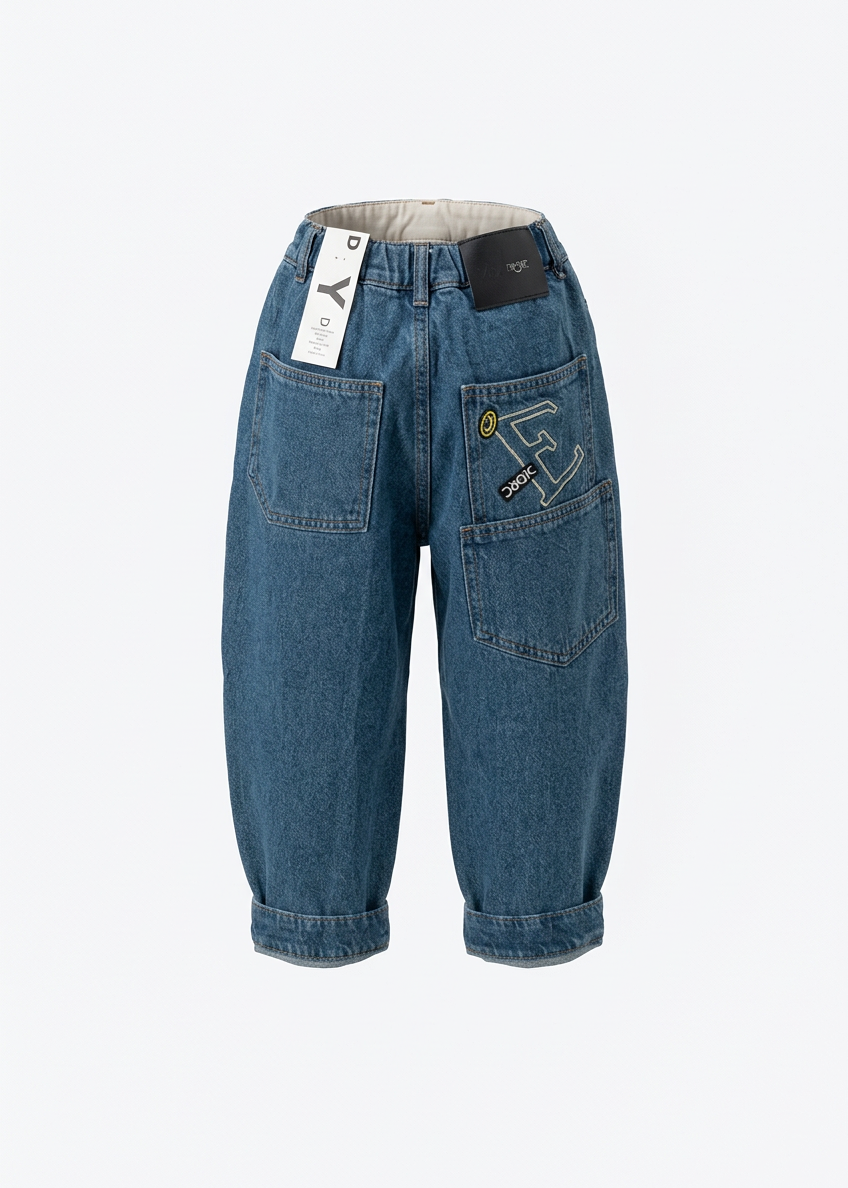 Boys’ Relaxed Balloon-Leg Denim Jeans – Medium Blue