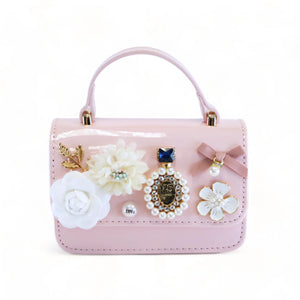 Floral & Charms patent leather purse for kid girl