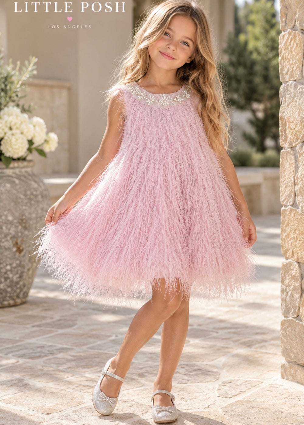 Pink Ostrich-Trimmed Dress