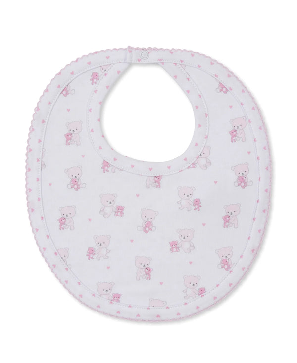 Teddy Bear Love Pink Reversible Bib