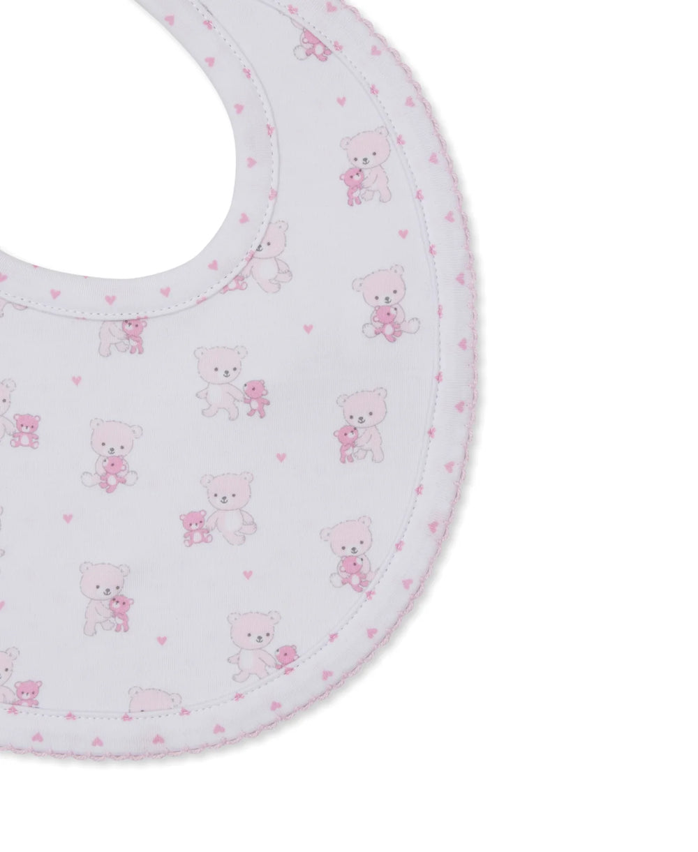Teddy Bear Love Pink Reversible Bib