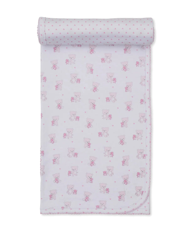 Teddy Bear Love Pink Reversible Blanket