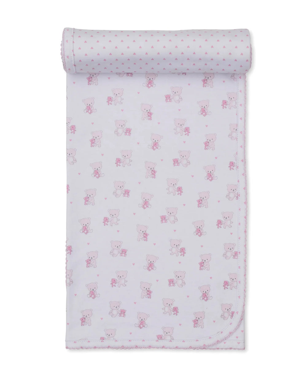 Teddy Bear Love Pink Reversible Blanket