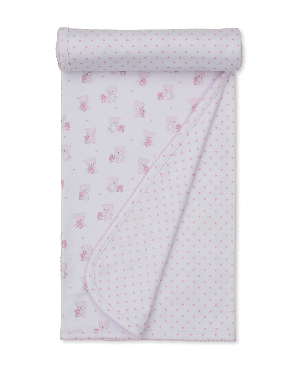 Teddy Bear Love Pink Reversible Blanket