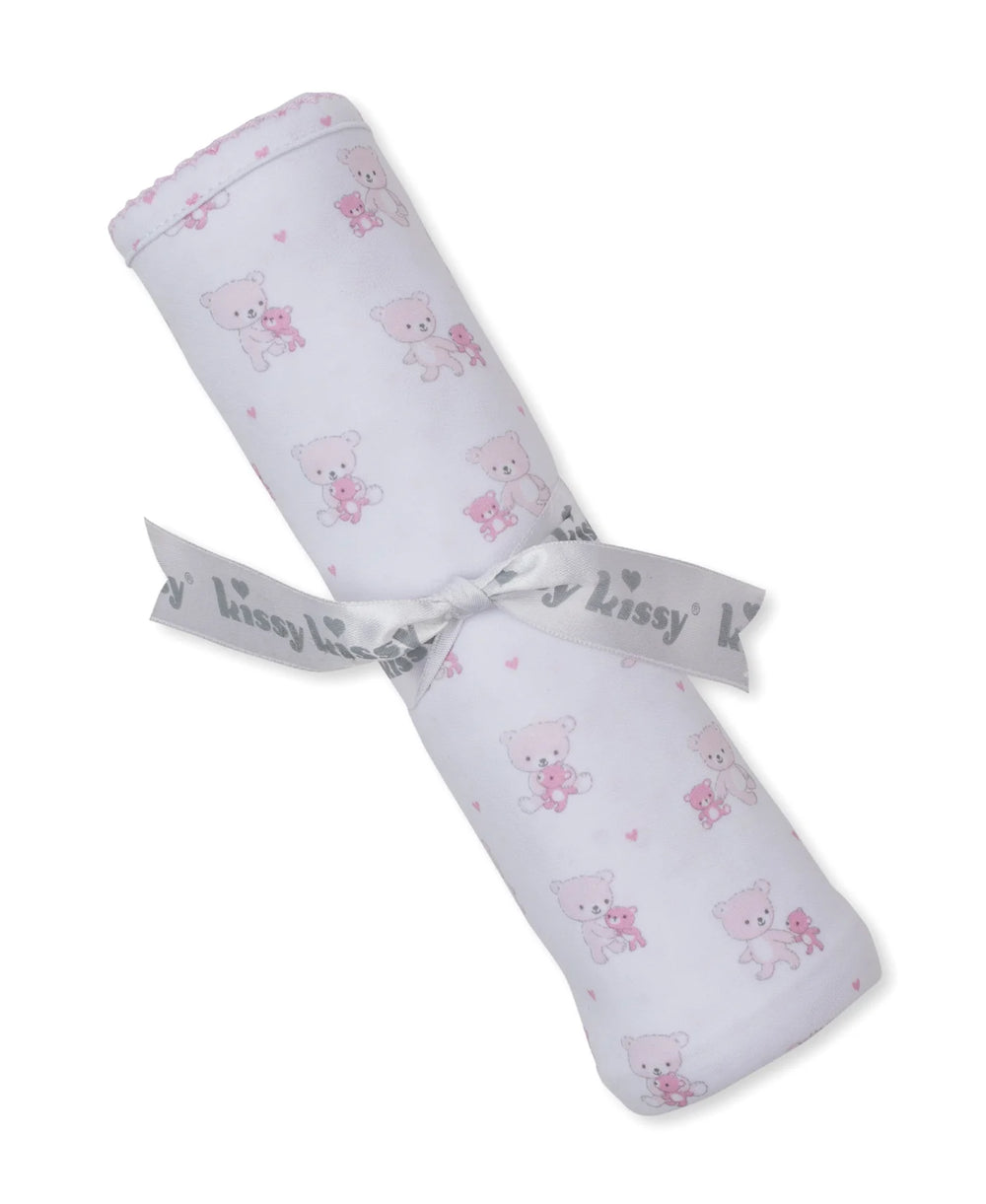 Teddy Bear Love Pink Reversible Blanket
