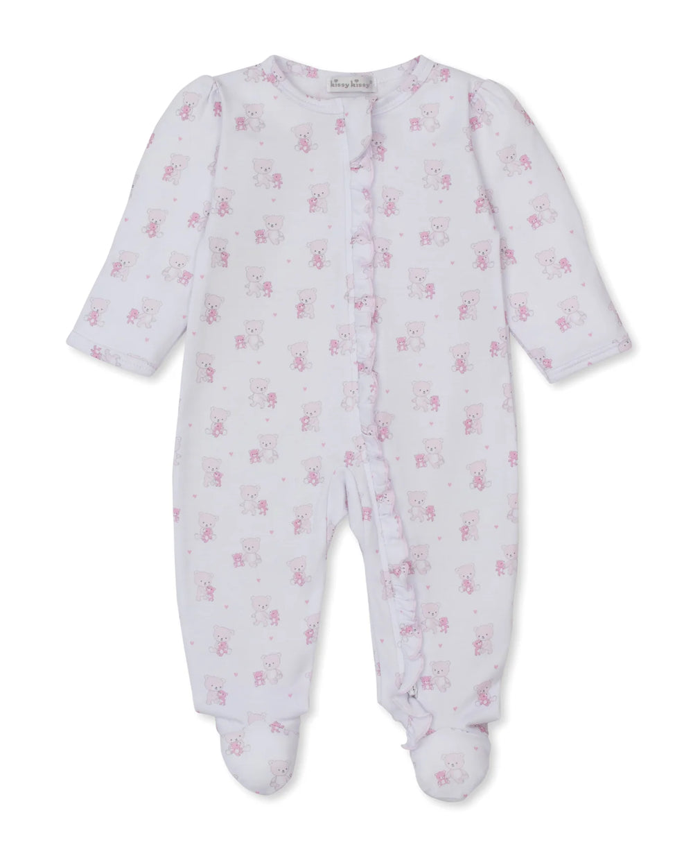 Teddy Bear Love Pink Zip Footie