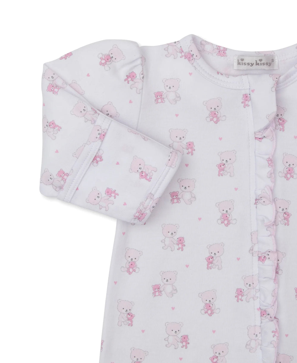 Teddy Bear Love Pink Zip Footie