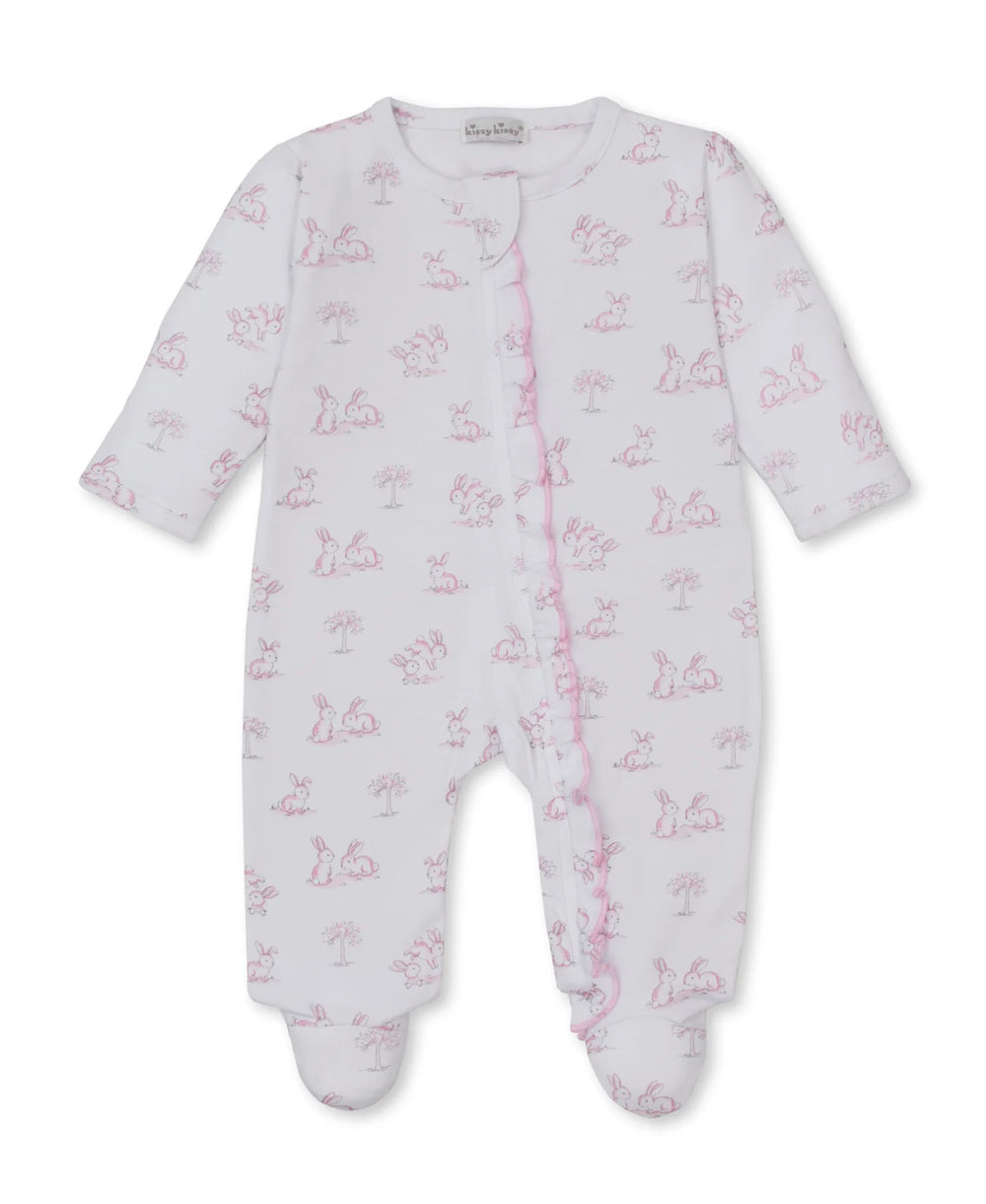 Springtime Bunny Fun Pink Zip Footie