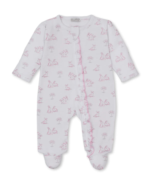 Springtime Bunny Fun Pink Zip Footie
