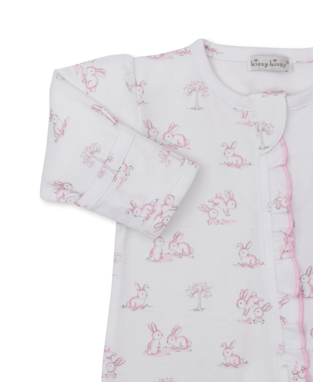 Springtime Bunny Fun Pink Zip Footie