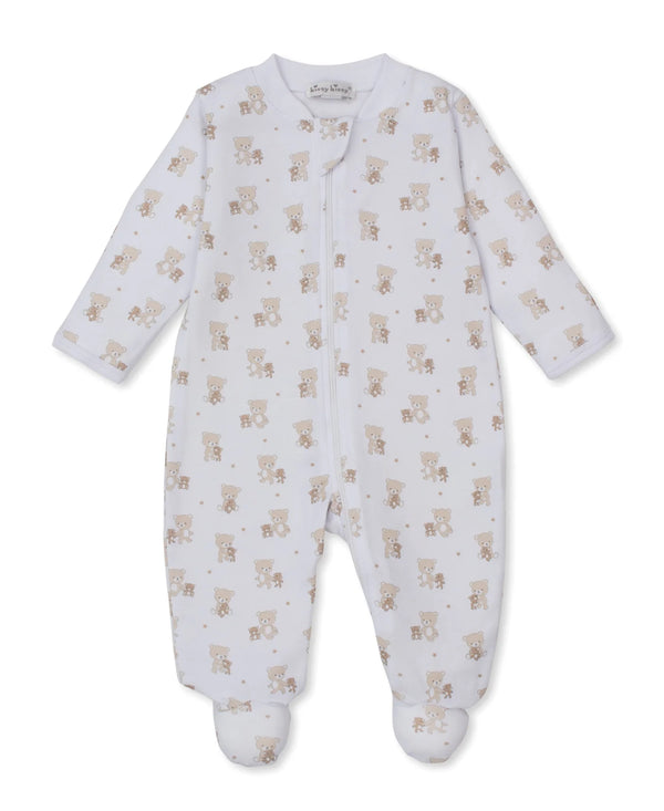 Teddy Bear Love Tan Zip Footie