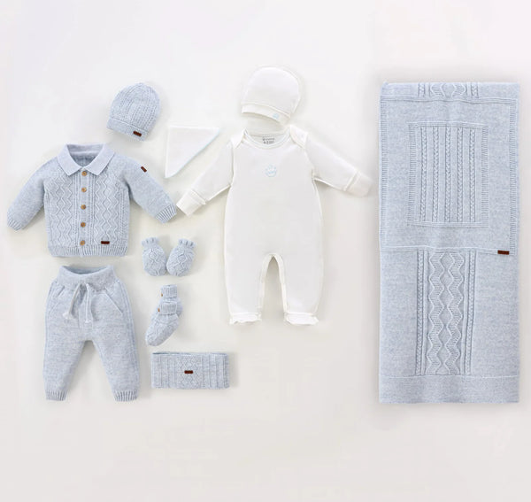 Baby Boy Newborn Set Of 9 Pieces – Blue 3468