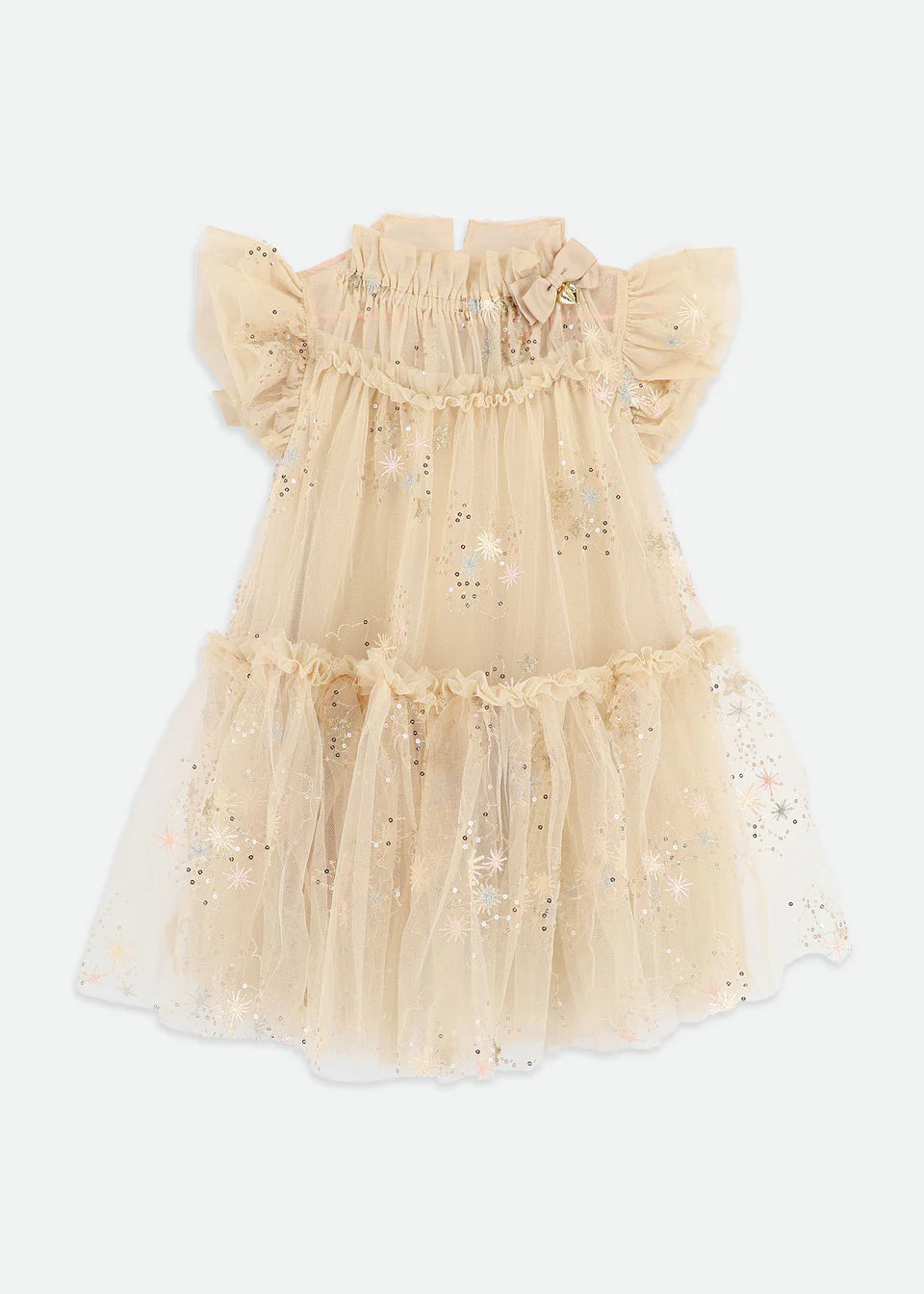 Angels Face Marietta Glitter Star Dress Gold