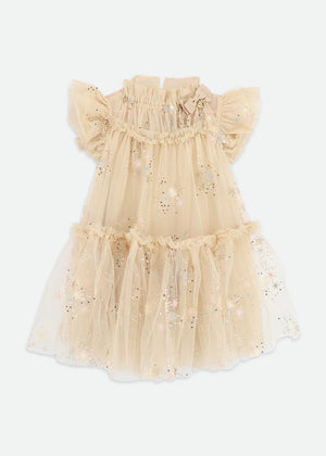 Angels Face Marietta Glitter Star Dress Gold
