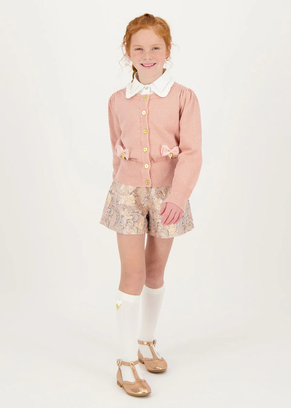 Angels Face Nikki Metallic Cardigan Tea Rose