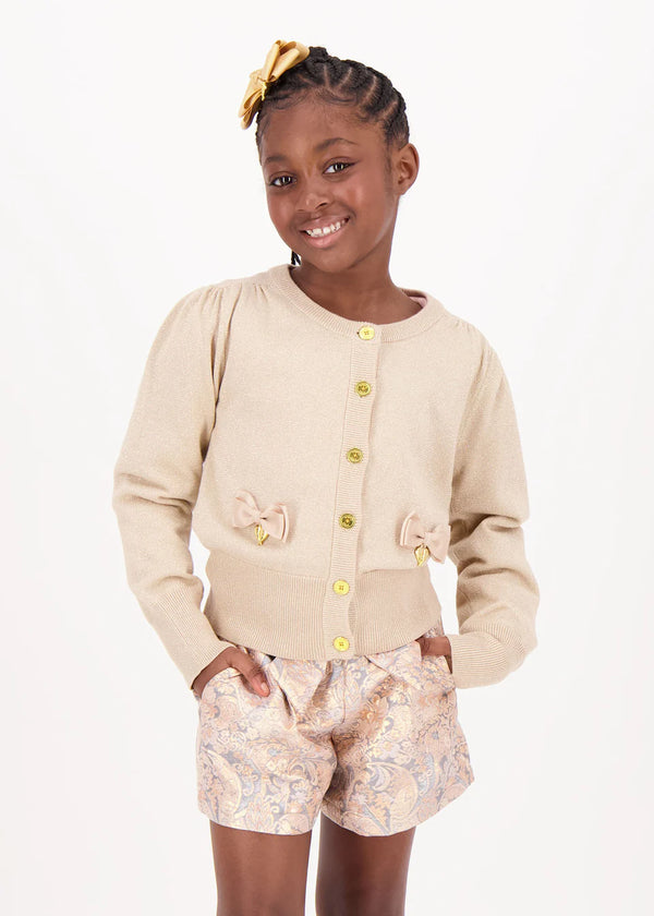 Angels Face Nikki Metallic Cardigan Gold