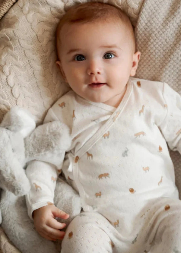 Neutral Safari Print Organic Cotton Pointelle Layette 2 Pc Gift Set