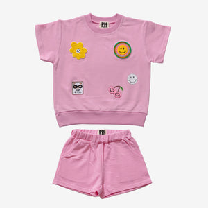 Multi Patched Pink Set For Girl
