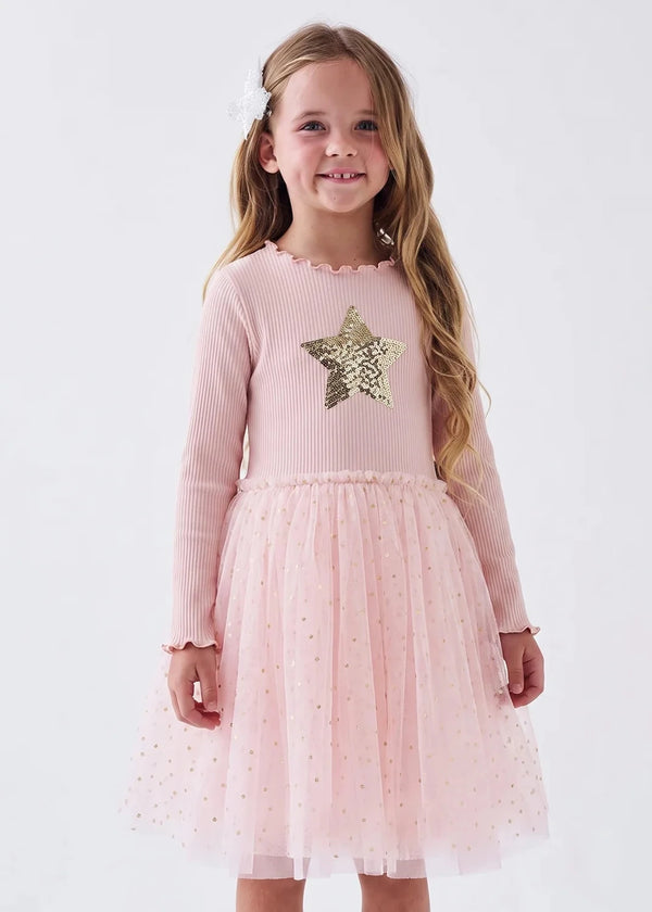 Madlyn Star Tutu Peach Dress